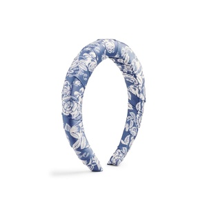 RIFLE PAPER CO. Blue Hydrangea Knotted Headband, Full Polyester on Durable Plastic Band, Hair Accessory for Everyday Use, Accent to Top Off Your Favorite Outfit(English Rose)
