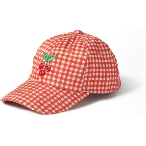 RIFLE PAPER CO. Gingham Cherries Baseball Cap, Women’s Baseball Hat, Classic Six-Panel Fruit Print Cap with Adjustable Strap, Made from 100% Cotton, One Size Fits All