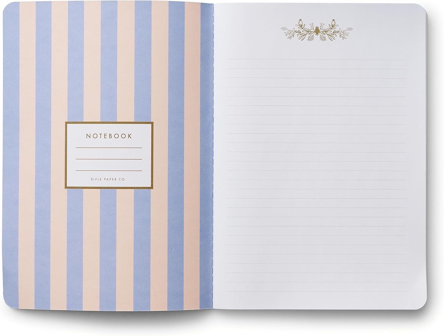 image:imageRIFLE PAPER CO Assorted Set of 3 Mimi Notebooks 85 L x 6 W Set Of 3 64 Ruled Pages With Gold Ink FullColor DieCut Canvas Cover With White Text Paper InteriorHydrangea
