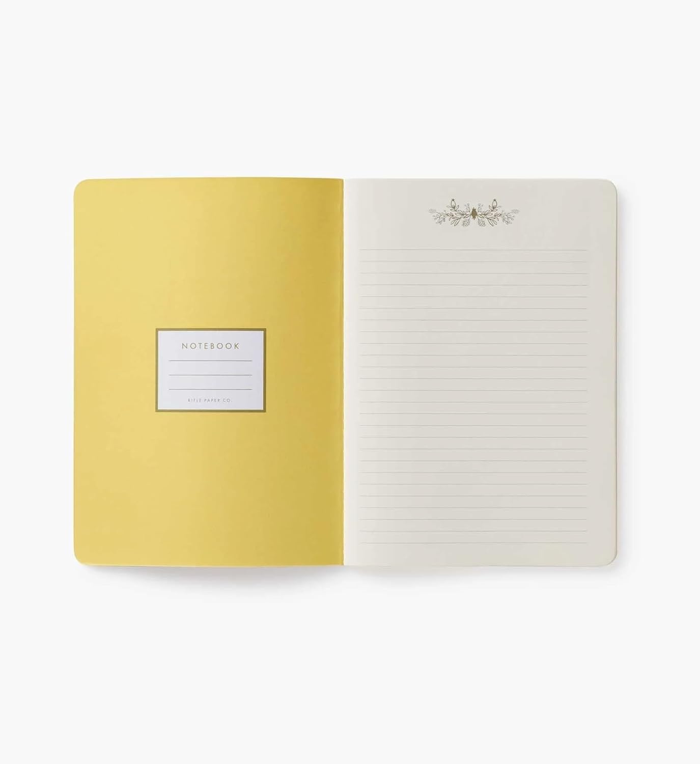 image:imageRIFLE PAPER CO Assorted Set of 3 Mimi Notebooks 85 L x 6 W Set Of 3 64 Ruled Pages With Gold Ink FullColor DieCut Canvas Cover With White Text Paper InteriorMimi