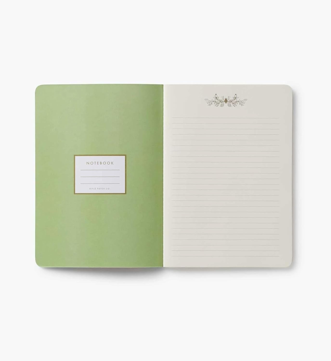 image:imageRIFLE PAPER CO Assorted Set of 3 Mimi Notebooks 85 L x 6 W Set Of 3 64 Ruled Pages With Gold Ink FullColor DieCut Canvas Cover With White Text Paper InteriorMimi