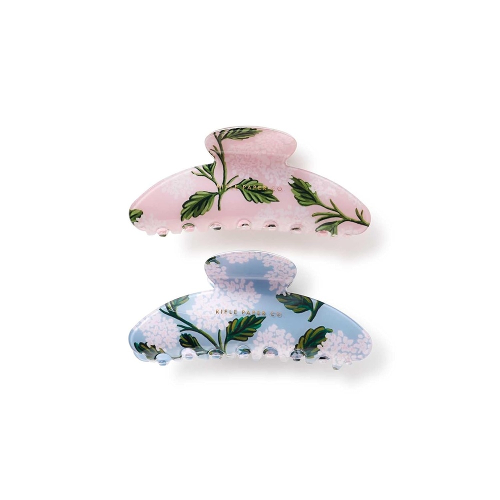 image:imageRIFLE PAPER CO Hydrangea Claw Clip Set Styling Hair Accessory for Women Fashion Set for Girls Floral Print for Everyday Use and Keeping your Locks ControlledHydrangea
