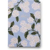 RIFLE PAPER CO. Assorted Set of 3 Mimi Notebooks, 8.5″ L x 6″ W, Set Of 3, 64 Ruled Pages With Gold Ink, Full-Color Die-Cut Canvas Cover With White Text Paper Interior(Hydrangea)