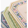 RIFLE PAPER CO. Assorted Set of 3 Mimi Notebooks, 8.5″ L x 6″ W, Set Of 3, 64 Ruled Pages With Gold Ink, Full-Color Die-Cut Canvas Cover With White Text Paper Interior(Gemma)