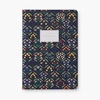 RIFLE PAPER CO. Assorted Set of 3 Mimi Notebooks, 8.5″ L x 6″ W, Set Of 3, 64 Ruled Pages With Gold Ink, Full-Color Die-Cut Canvas Cover With White Text Paper Interior(Estee)