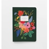 RIFLE PAPER CO. Assorted Set of 3 Mimi Notebooks, 8.5″ L x 6″ W, Set Of 3, 64 Ruled Pages With Gold Ink, Full-Color Die-Cut Canvas Cover With White Text Paper Interior(Multicolor)