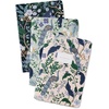 RIFLE PAPER CO. Assorted Set of 3 Mimi Notebooks, 8.5″ L x 6″ W, Set Of 3, 64 Ruled Pages With Gold Ink, Full-Color Die-Cut Canvas Cover With White Text Paper Interior(Peacock)