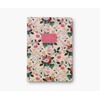 RIFLE PAPER CO. Assorted Set of 3 Mimi Notebooks, 8.5″ L x 6″ W, Set Of 3, 64 Ruled Pages With Gold Ink, Full-Color Die-Cut Canvas Cover With White Text Paper Interior(Dahlia)