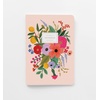 RIFLE PAPER CO. Assorted Set of 3 Mimi Notebooks, 8.5″ L x 6″ W, Set Of 3, 64 Ruled Pages With Gold Ink, Full-Color Die-Cut Canvas Cover With White Text Paper Interior(Multicolor)