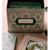 RIFLE PAPER CO. Recipe Tin, Includes 24 Individual Cards and 12 Dividers, Holds Approximately 200 Inserts, Box Size 4.25″ W x 6.25″ L x 5″ H, Home Sweet Home Design(Artichoke)