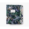 RIFLE PAPER CO. Assorted Set of 3 Mimi Notebooks, 8.5″ L x 6″ W, Set Of 3, 64 Ruled Pages With Gold Ink, Full-Color Die-Cut Canvas Cover With White Text Paper Interior(Peacock)