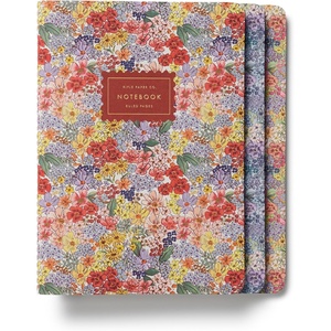 RIFLE PAPER CO. Assorted Set of 3 Mimi Notebooks, 8.5″ L x 6″ W, Set Of 3, 64 Ruled Pages With Gold Ink, Full-Color Die-Cut Canvas Cover With White Text Paper Interior(Mimi)