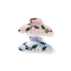 RIFLE PAPER CO. Hydrangea Claw Clip Set, Styling Hair Accessory for Women, Fashion Set for Girls, Floral Print for Everyday Use and Keeping your Locks Controlled(Hydrangea)