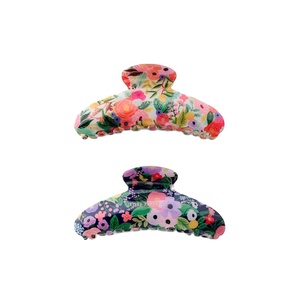 RIFLE PAPER CO. Hydrangea Claw Clip Set, Styling Hair Accessory for Women, Fashion Set for Girls, Floral Print for Everyday Use and Keeping your Locks Controlled(Garden Party)
