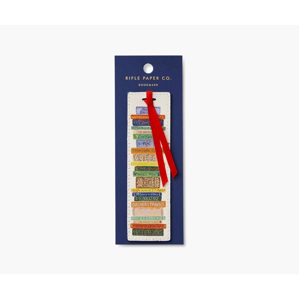 image:imageRIFLE PAPER CO Book Club Bookmark 6 L x 175 W Saffiano PU with a Grosgrain Ribbon Metallic Gold Foil Logo Perfect for Book Lovers Writers amp ReadersBook Club