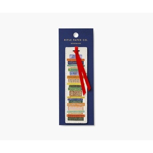 RIFLE PAPER CO. Book Club Bookmark 6″ L x 1.75″ W, Saffiano PU with a Grosgrain Ribbon, Metallic Gold Foil Logo, Perfect for Book Lovers, Writers, & Readers(Book Club)