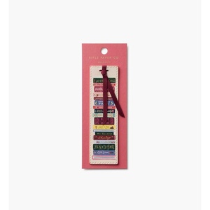RIFLE PAPER CO. Book Club Bookmark 6″ L x 1.75″ W, Saffiano PU with a Grosgrain Ribbon, Metallic Gold Foil Logo, Perfect for Book Lovers, Writers, & Readers(Ladies Night Book Club)